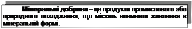 Подпись: Мінеральні добрива – це продукти промислового або природного походження, що містять елементи живлення в мінеральній формі.